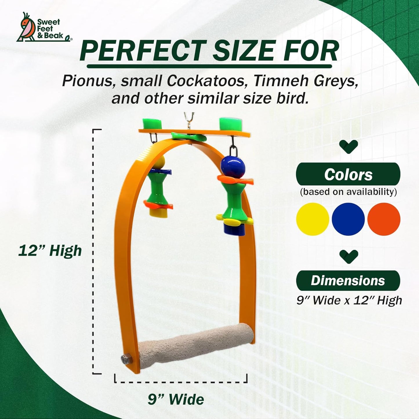 Sweet Feet and Beak Medium Whirly Bird - Perfect Cage Toy Stimulates Visual and Physical Activity - Safe, Non-Toxic, Cage Accessories for Medium Birds