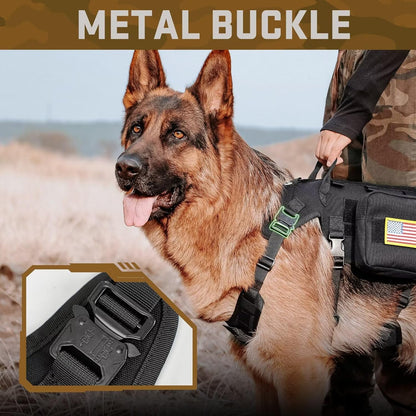 Forestpaw Dog Harness Medium Sized,Tactical Dog Harness with Handle,No Pull Military Style Service Dog Vest with Pockets Adjustable for Medium Dogs,Black,Chest 15.5-25.5"