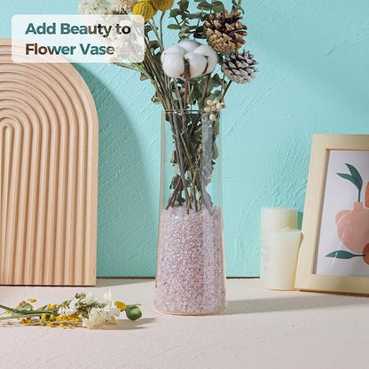 T4U Tumbled Chips Stones Crushed Crystal Quartz 2 LB, Irregular Shaped Gravel Pebble Healing Stone, DIY Smoothed Rock for Potted Plant,Resin Art,Vase Fillers Aquarium Gravel Rocks (Light Rose)