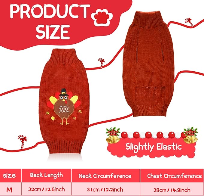 Sanwuta 3 Pieces Thanksgiving Christmas Dog Sweaters Sets Turkey Santa Snowman Puppy Dog Clothes Pet Knitwear for Puppy Doggie Cat Pet Costume(Medium)