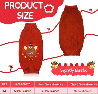 Sanwuta 3 Pieces Thanksgiving Christmas Dog Sweaters Sets Turkey Santa Snowman Puppy Dog Clothes Pet Knitwear for Puppy Doggie Cat Pet Costume(Medium)