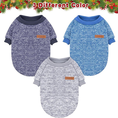 Idepet Pet Dog Classic Knitwear Sweater 3 Pcs, Fleece Coat for Small,Medium Dogs,Warm Pet Dog Cat Clothes,Soft Puppy Customes for Dog Grils Boys,Small