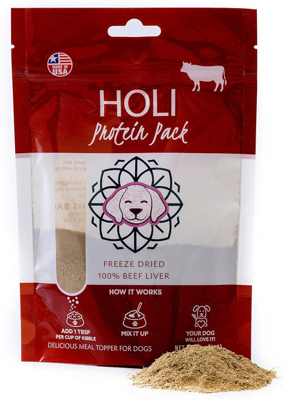 HOLI Beef Liver Dog Food Topper - Single Ingredient, Human-Grade - Freeze Dried Dog Food Flavor Enhancer for Picky Dogs – Grain Free – 100% All Natural - 8oz