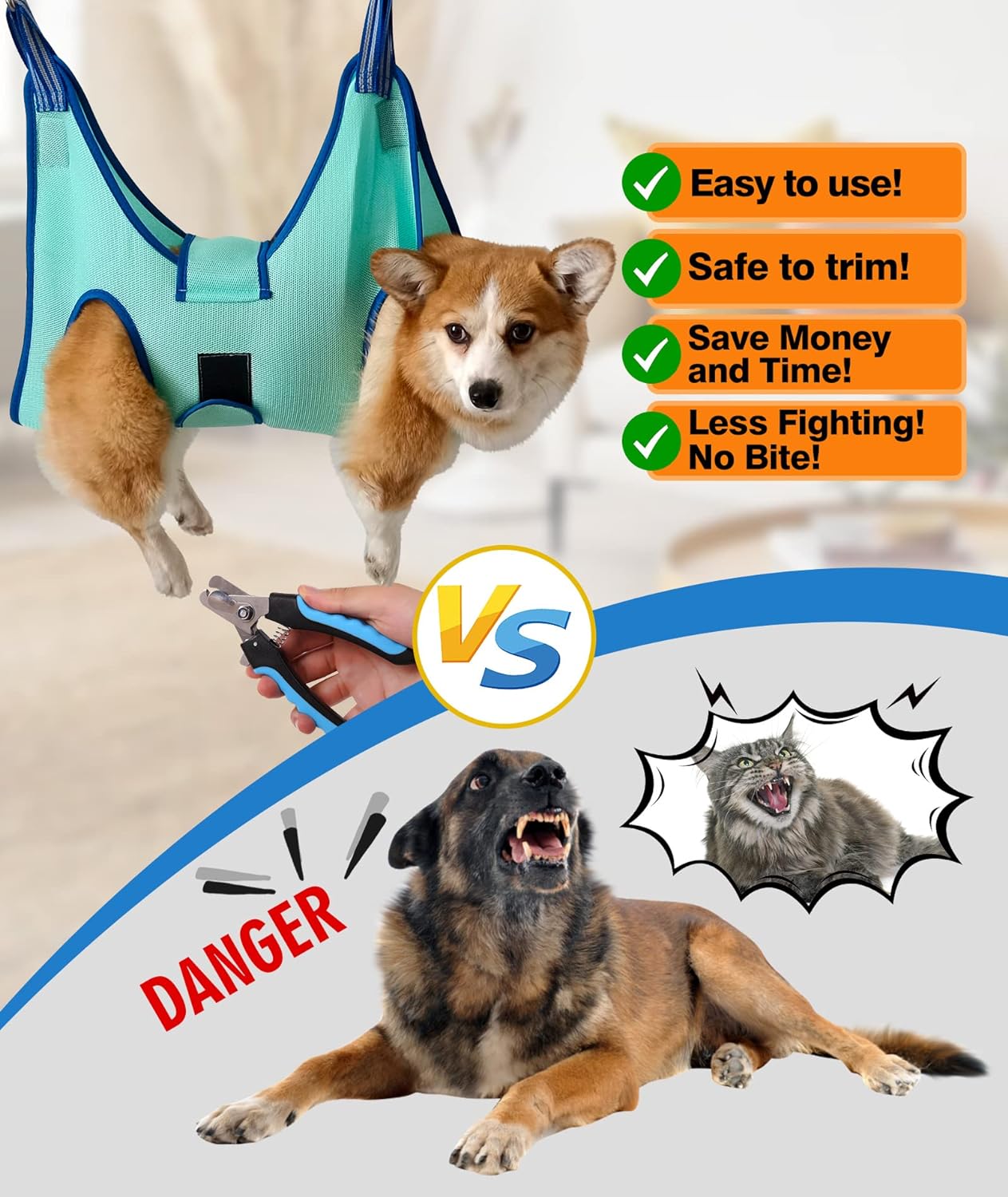 Dog Grooming Hammock,Medium - Large Hanging Harness Holder for Nail Clipping,Nail Trimming Hammock for Pet,Grooming Sling Hanger Restraint for Claw Care