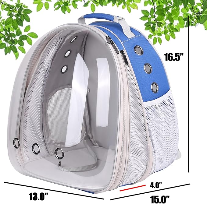 Front Expandable Cat Backpack Carrier, Fit up to 20 lbs, Space Capsule Astronaut Bubble Window Pet Backpack to Carry and Transport Large Cat and Small Puppy Blue