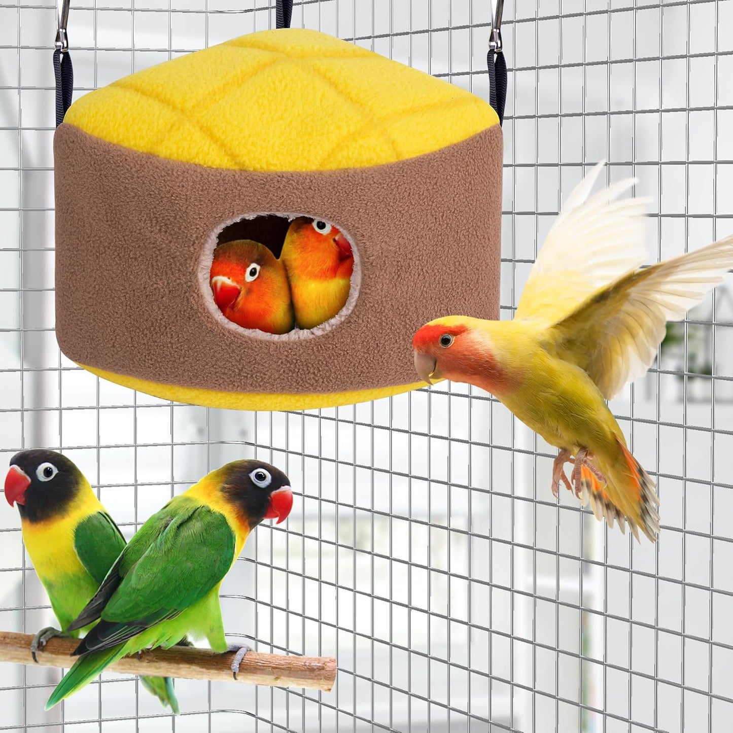 Plush Bird Nest for Cockatiel Bird, Parakeet Cage Accessories, Small Bird House for Cage