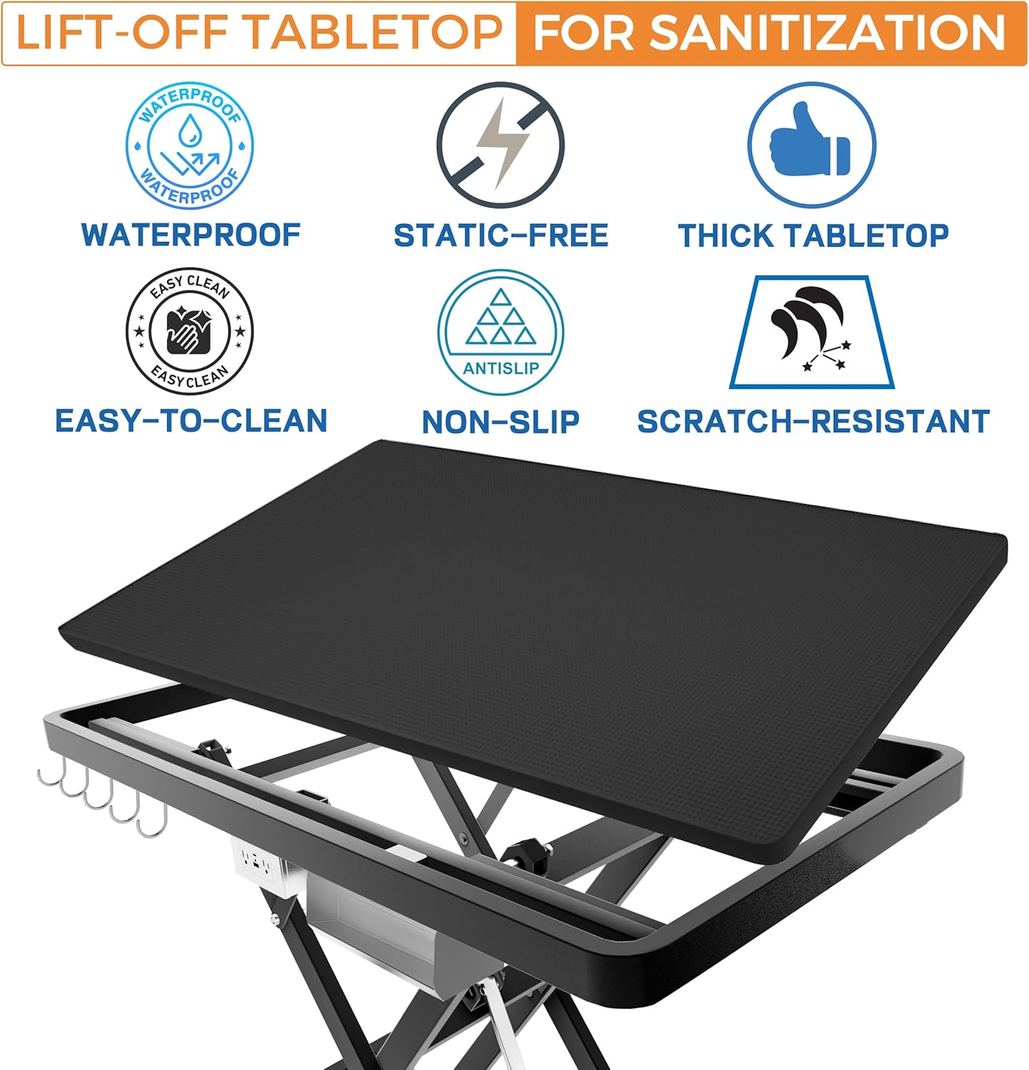 Professional Super Low-Step Electric Dog Grooming Table 49.2", Heavy Duty, Anti-Slip Tabletop, Height Adjustable Dog Table with Lockable Casters, Stainless Grooming Overhead Arm, Dog Grooming Station