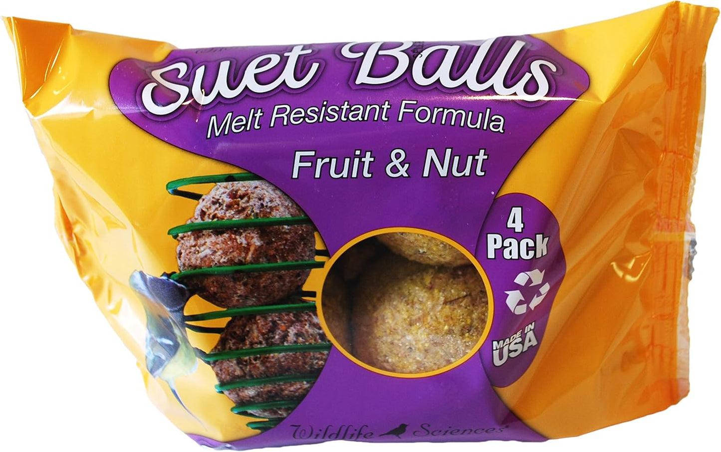Wildlife Sciences Melt Resistant Suet Balls Variety 16 Pack, 4 Wrapped Packs of 4 Bird Suet Balls
