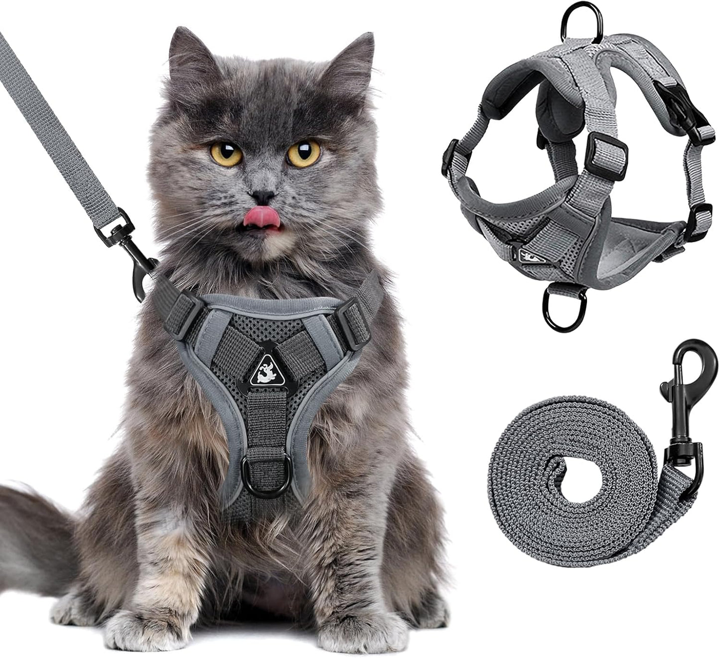 Large Cat Harness and Leash Set for Walking - Escape Proof Adjustable Vest, Reflective Breathable Mesh with 4 Buckles for Big Cats