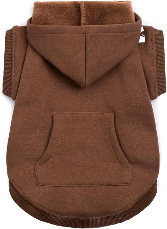 Koneseve Dog Hoodie & Cat Sweater, Warm Fleece Hooded Soft Winter Sweatshirt for All Breeds, Cozy Pet Clothes, Brown, 3XL