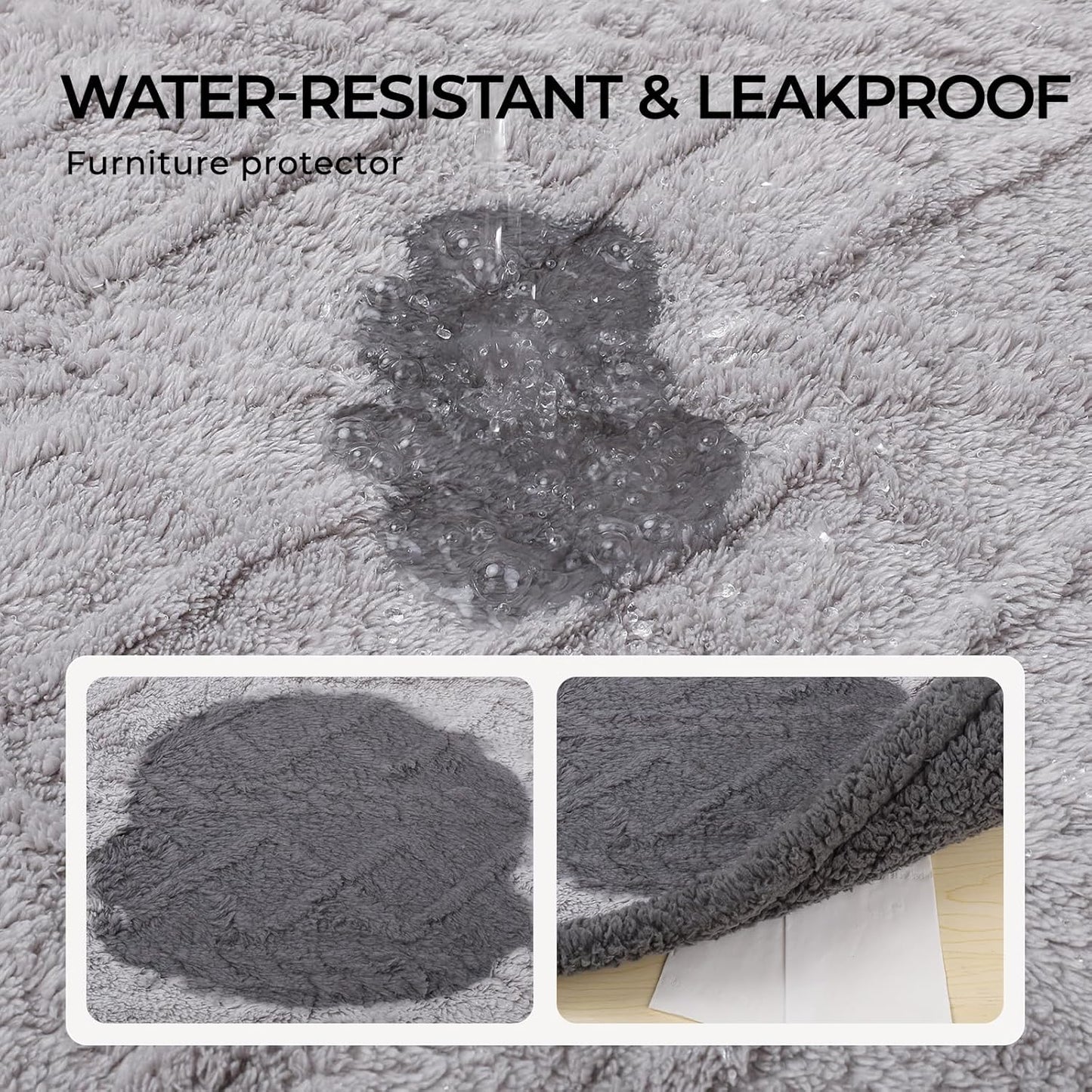 Waterproof Pet Blanket, Liquid Pee Proof Dog Blanket for Sofa Bed Couch, Reversible Sherpa Fleece Furniture Protector Cover for Small Medium Large Dogs Cats, Light Grey King Size（90" x 82"）