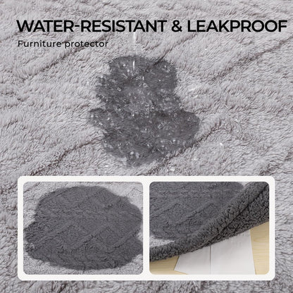 Waterproof Pet Blanket, Liquid Pee Proof Dog Blanket for Sofa Bed Couch, Reversible Sherpa Fleece Furniture Protector Cover for Small Medium Large Dogs Cats, Light Grey King Size（90" x 82"）