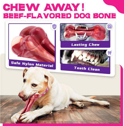 Zeaxuie 12 Pack Heavy Duty Various Dog Chew Toys Pack for Aggressive Chewers - Includes Large Rope Toys, Squeaky Toys & Indestructible Chew Bone for Medium, Large & X-Large Female Dogs