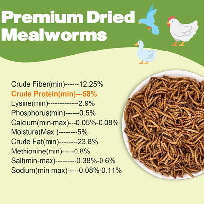 Dried Mealworms -11 LBS- 100% Natural Non GMO High Protein Mealworms - Bulk Mealworms for Wild Birds, Chicken Treats, Hamster Food, Gecko Food, Turtle Food, Lizard Food