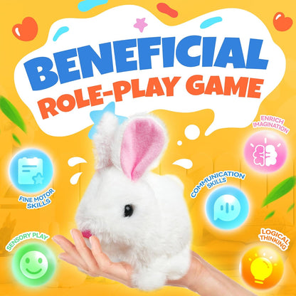 SMILESSKIDDO Hopping Bunny Toys for Girls - Electronic Jumping Rabbit with Wiggle Ears & Nose, Storage Cage and Accessories, Interactive Pet Care Pretent Play Toy Gifts for Toddlers 1 2 3 4 5 6