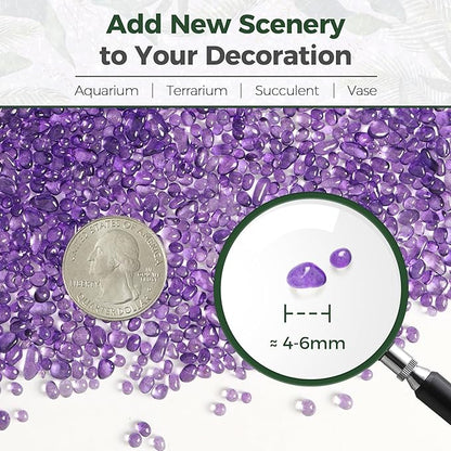 T4U Fish Tank Gravel 2 LB, Tumbled Small Rocks for Aquarium, Glass Beads for Vases, Succulent Rocks for Plants, Aquarium Gravel Decorative Pebbles for Terrarium Crafts Vase Filler, Purple