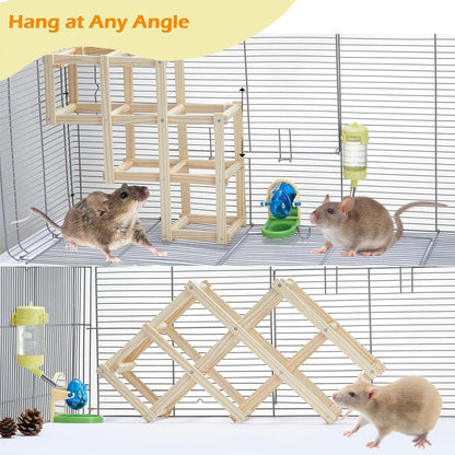 Wooden Rat Climbing Toys, Natural Pet Rat Cage Accessories Climbing Ladder, Fancy Rats Enrichment Toy Activities, Hanging Rodent Toys for Pet Rats in Cage Playing Chewing (M, 1pc)