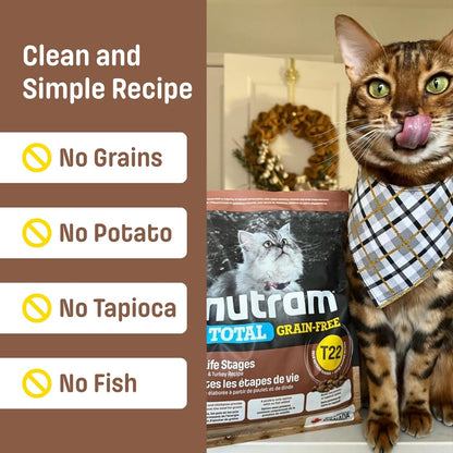 T22 Grain-Free Cat Food – Chicken & Turkey Dry Kibble | Holistic andHigh Protein, Urinary Support, Clean Nutrition for Adult Cats & Kittens | Supports a Strong Immune System (4.4 Pounds)