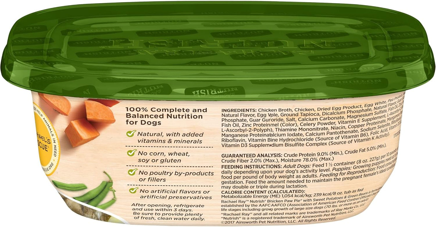 Nutrish Rachael Ray Wet Dog Food Chicken Paw Pie, 8 oz. Tub, 8 Count