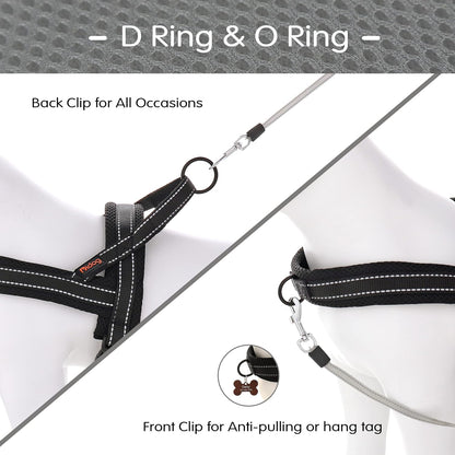 Didog No Pull Dog Harness with Soft Mesh Padded,Reflective & Quick Fit Light Weight Dog Strap Vest Harness,Easy for Walking Training (L:Chest 26-32", Mesh-Black)