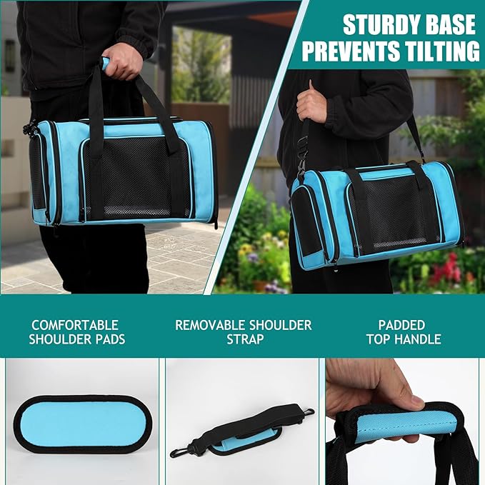 Top tasta Dog Cat Carrier Pet Carriers for Small Medium Large Cats Dogs Carrier Soft Sided Small Puppy Dog Carrier Portable Foldable Airline Approved Dog Cat Travel Carrier Blue Large
