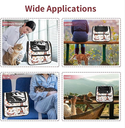 Witch Hat Broom Skull Lollipops Eyes Bones 2 Cat Carrier Backpack,900D Wear-Resistant Oxford Fabric, Dog Carrier Cat Backpacks Suitable for Travel