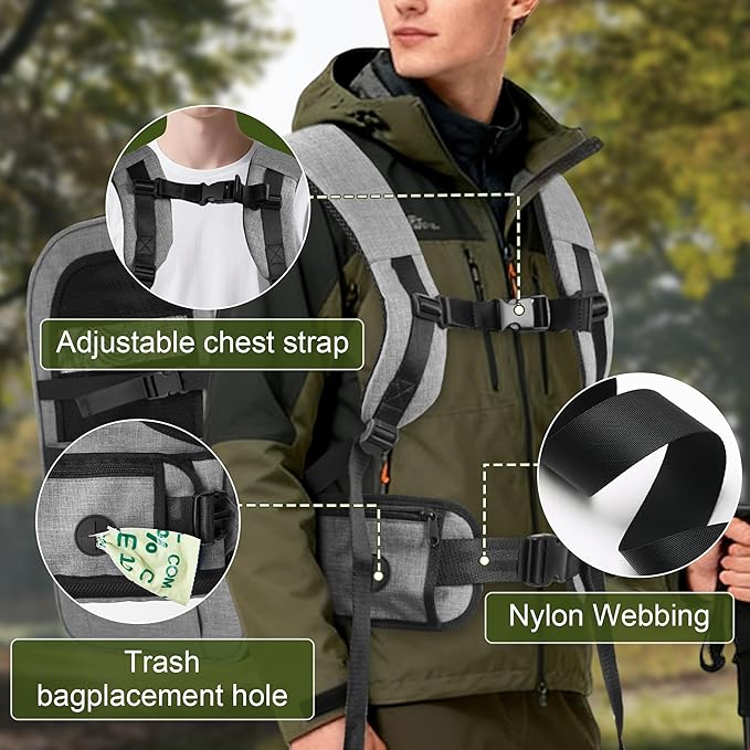 Dog Carrier Backpack for Small Dogs – Breathable and Comfortable Pet Travel Bag with, Safety Buckle and Adjustable Straps, Ideal for Hiking and Outdoor Adventures, Standard Pad, Gray