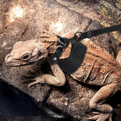 Bearded Dragon Harness Leash 3 Size Adjustable Soft Reptile Leash Retractable Bearded Dragon Vest Training Walking Lizard Traction Rope for Outdoor Small Animal Rabbit Squirrel (Black)