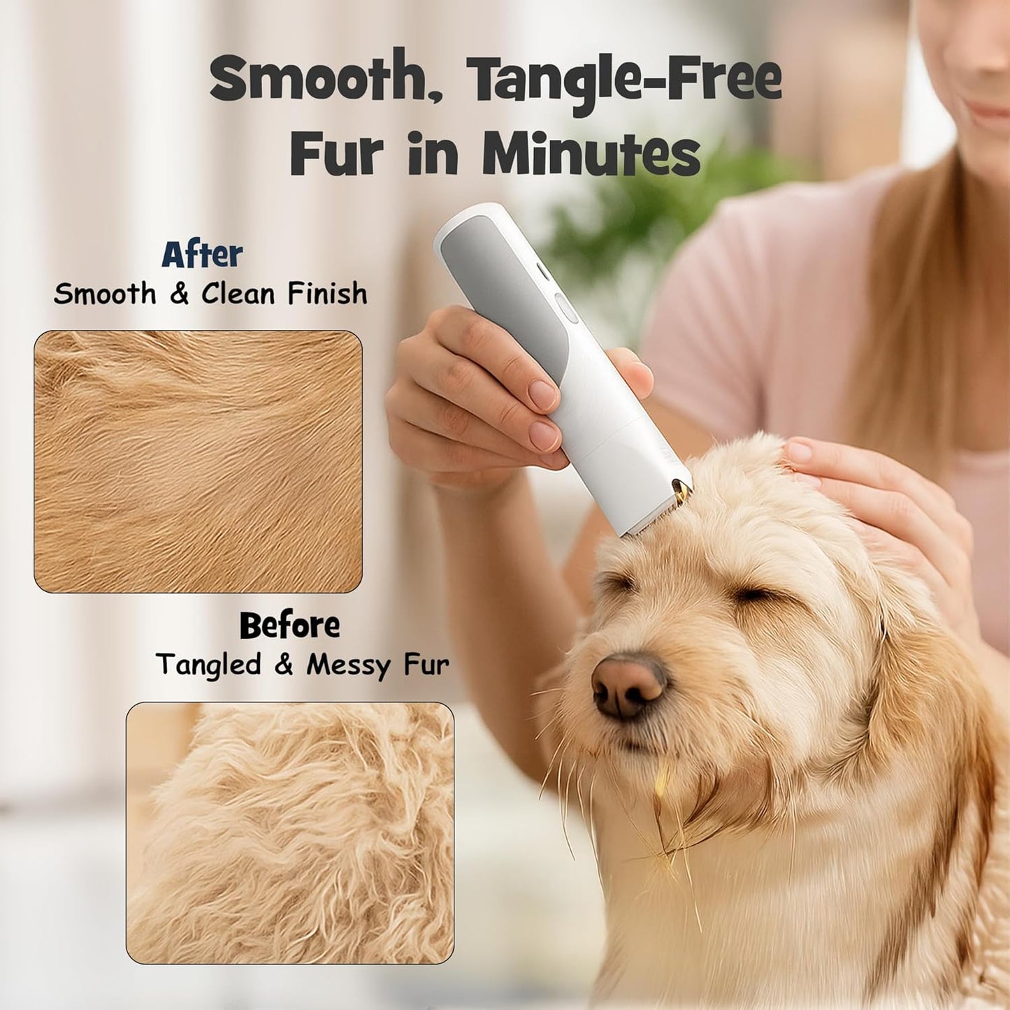 Dog Grooming Vacuum - Pet Hair Trimmer, Dog Hair Clippers and Nail Grinder with 7 Attachments - All-in-One Pet Grooming Kit with 3-Level Suction and Speed Settings with Temperature Control Protection