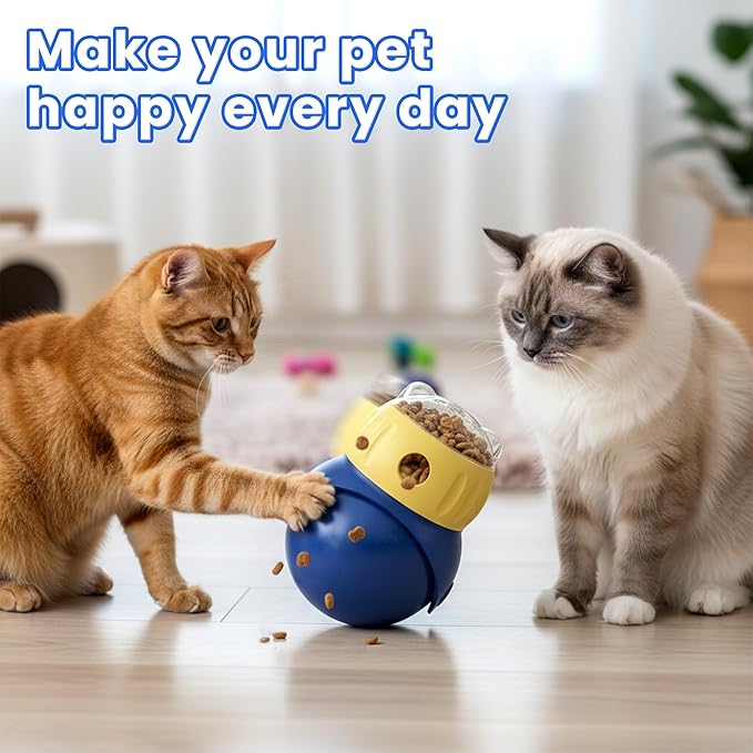 Cat Interactive Puzzle Toy, Adjustable Treat Dispenser for Indoor Cats, Safe Material Kitty Enrichment Toy for IQ Training, Mental Stimulation, Relieve Boredom, Gifts