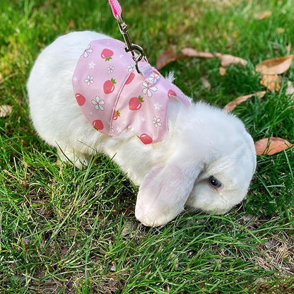 2-Pack Small Pet Harness & Leash Set – Soft, Adjustable Vest for Rabbits, Kittens, Squirrels & More (Pink, L)