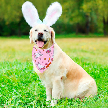 ADOGGYGO Easter Dog Bandana, Pink Bunny Scarf, Premium Durable Fabric, Adjustable Fit Female Pet Easter Bandanas for Extra Large Dogs (X-Large)