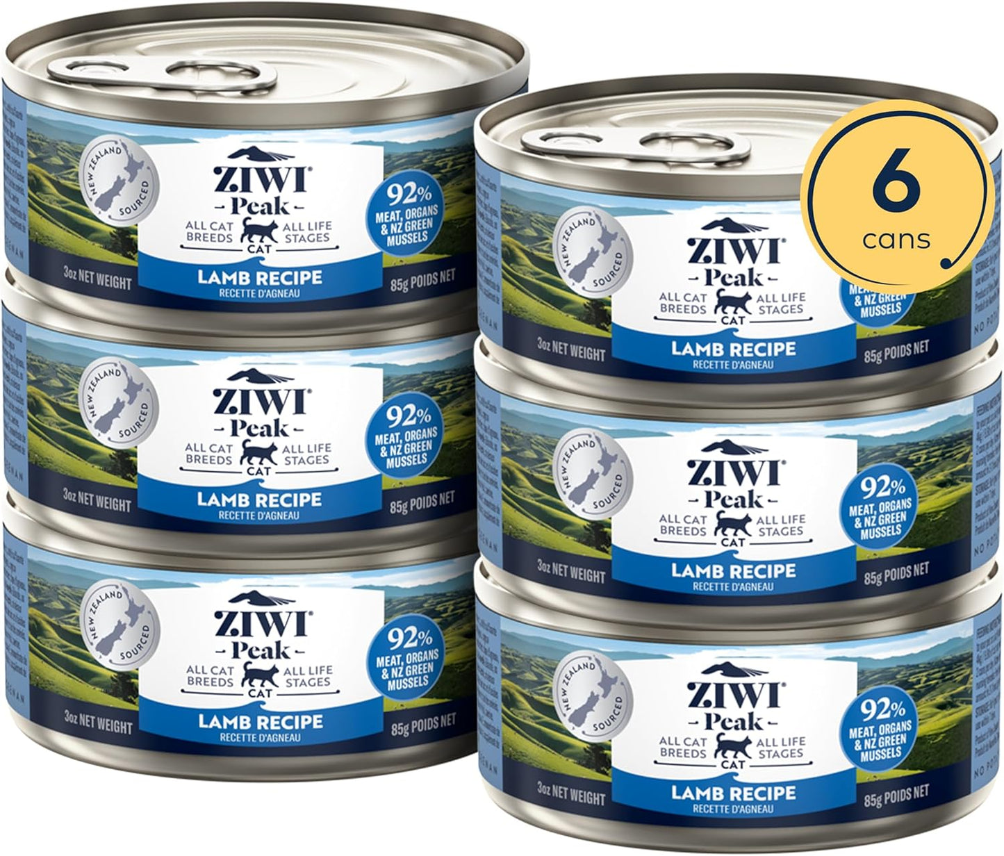 ZIWI Peak Wet Cat Food – All Natural, High Protein, Grain Free, Limited Ingredient, with Superfoods (Lamb, Case of 6, 3oz Cans)