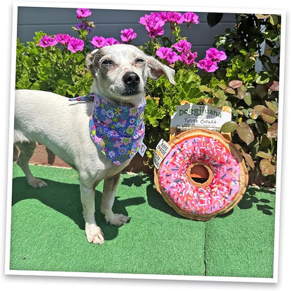 Doggijuana Tuffer Chewer Plush Dog Toy | Funny Dog Toy Plush with Juananip Catnip for Dogs | Calming Aid for Dogs | Interactive Squeaky Chew Toy for Play (Sprinkled Donut)