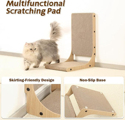 Zakkart 2-Pack Cat Scratching Board, 19.7'' Tall Cardboard L Shape Vertical Cat Scratchers for Indoor Cats, Cat Scratching Post for Wall and Couch, Medium