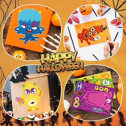 Make a Monster Face Stickers 48PCS Halloween Stickers for Kids Make Your Own Little Monster Sticker Sheets Halloween Theme Crafts Party Game Birthday School Classroom Reward Gift