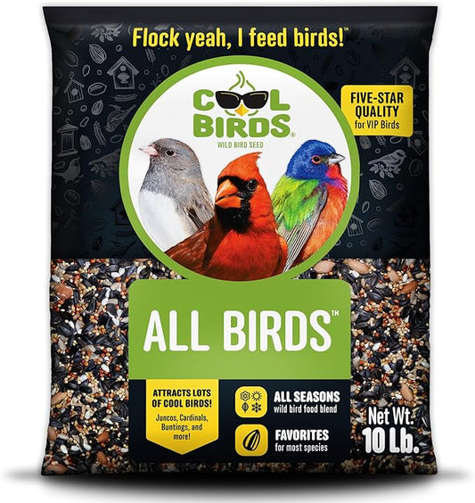 All Birds Wild Bird Seed – 10 lb. Classic Blend with Black Oil Sunflower, White Millet, Safflower, Peanuts & Sunflower Hearts – Balanced Bird Food for Outside Feeders