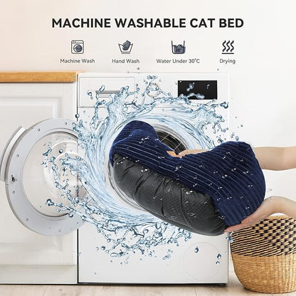 Cat Dog Bed for Pets, Rectangle Pet Bed Gift for Puppy and Kitten, Machine Washable Calming Fluffy Pet Couch Sofa for Indoor Outdoor, Portable Soft Cat Bed with Non-Slip Bottom (Small, Blue)