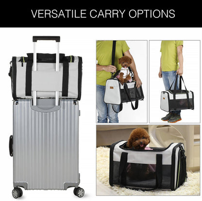 Cat Carrier - Portable Foldable Dog Pet Carrier, Soft-Sided Pet Bag up to 15 Lbs, Airline Approved Travel Puppy Carrier