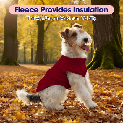 FUAMEY Dog Fleece Vest for Large Dogs,Warm Stretchy Dog Sweatshirts Pullover with Leash Hole Dogs Sweater Soft Pet Turtleneck Cozy Pet Vest Lightweight Sleeveless Red XL