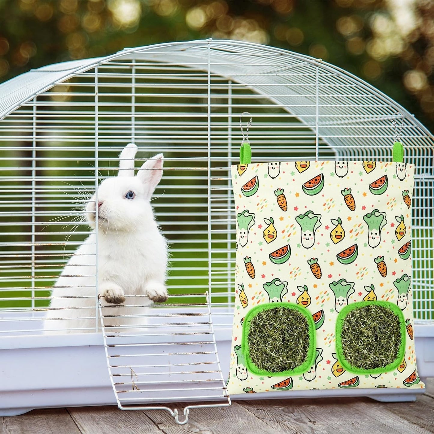 UPINS 2 Pack Guinea Pig Hay Feeder,Rabbit Hay Bag Hanging Hay Holder for Guinea Pig Cage Hay Feeder for Bunny Rabbits Chinchillas Hamsters Small Pets and Animals