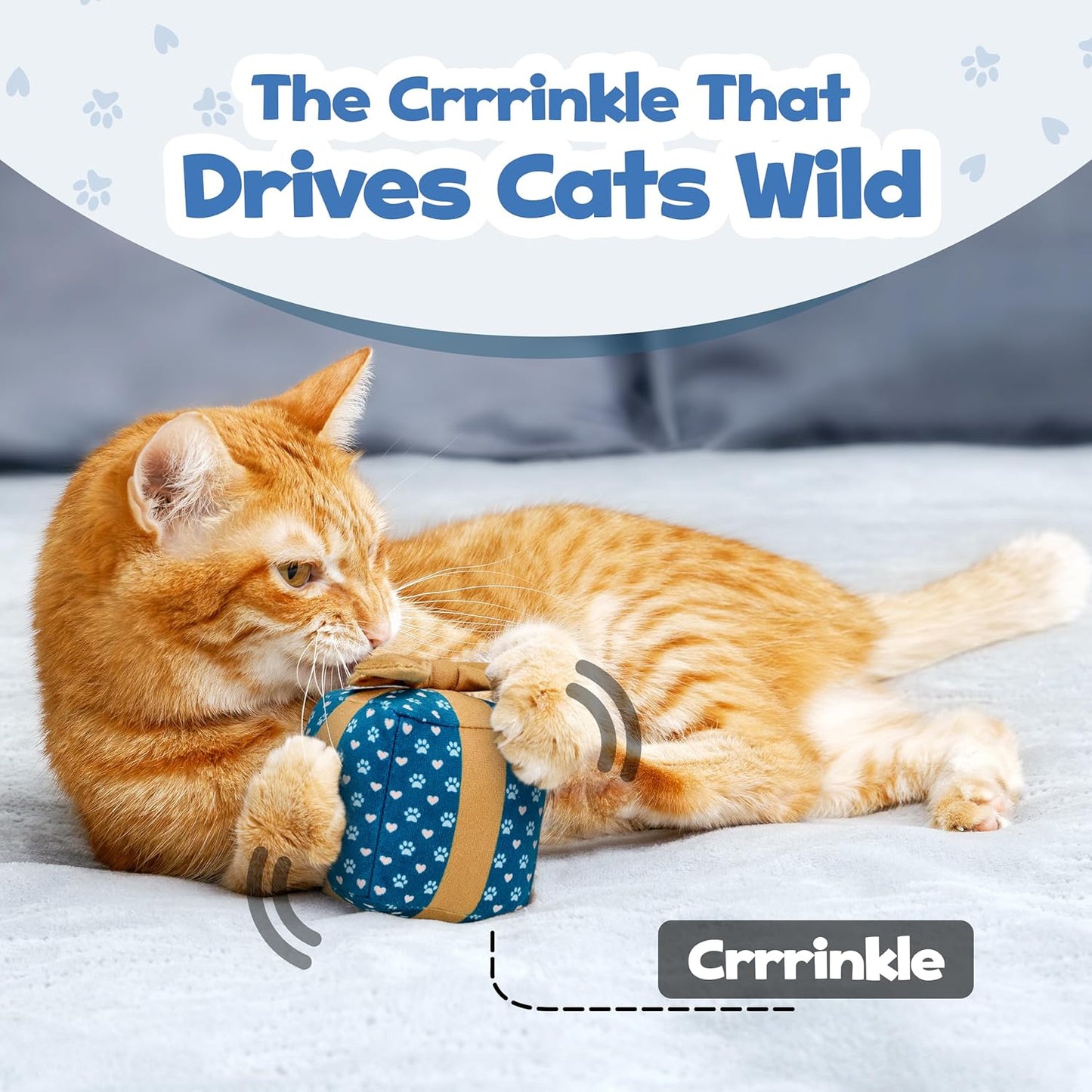 Gift Box Catnip Toy – Christmas & Birthday Cat Toy with Catnip & Crinkle, Cute Plush Present for Indoor Cats, Christmas Cat Gift & Stocking Stuffer