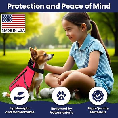 CoyoteVest Dog Harness Protection Vest, Reflective Dog Accessories with Spikes to Shield Your Pet from Raptor and Animal Attacks, Proudly Made in America (XX-Small, Pink)