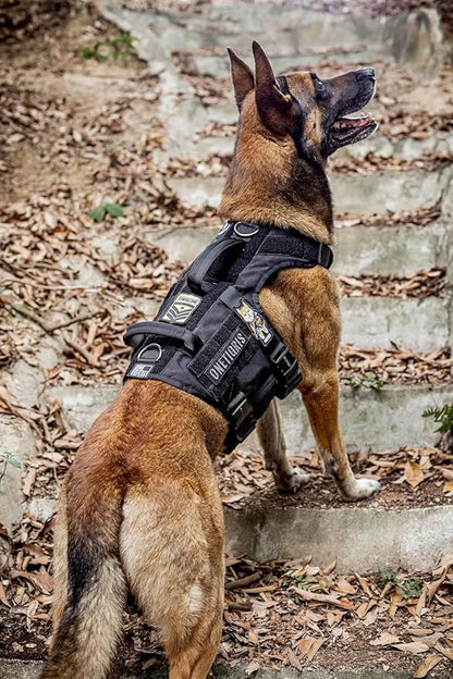 OneTigris Tactical Large Dog Harness, 5X Metal Buckled No Pull Service Dog Harness Vest with Hook & Loop Panels, Military Heavy Duty Dog Vest for Walking Hiking Training
