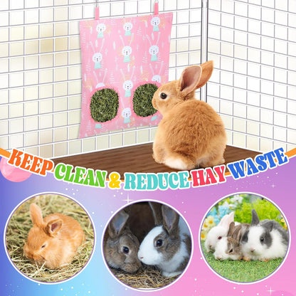 UPINS 2 Pack Hay Bag for Rabbits, Guinea Pig Hay Bag for Guinea Pig Cage Hay Feeder for Bunny Rabbits Chinchillas Hamsters Small Pets and Animals