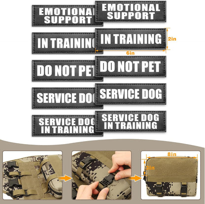 WINSEE Tactical Dog Harness with Dog Leash, Service Working MOLLE Vest with 10 Pet Patches for Dog, No Pull Military Harness and Backpack for Training Hunting Walking