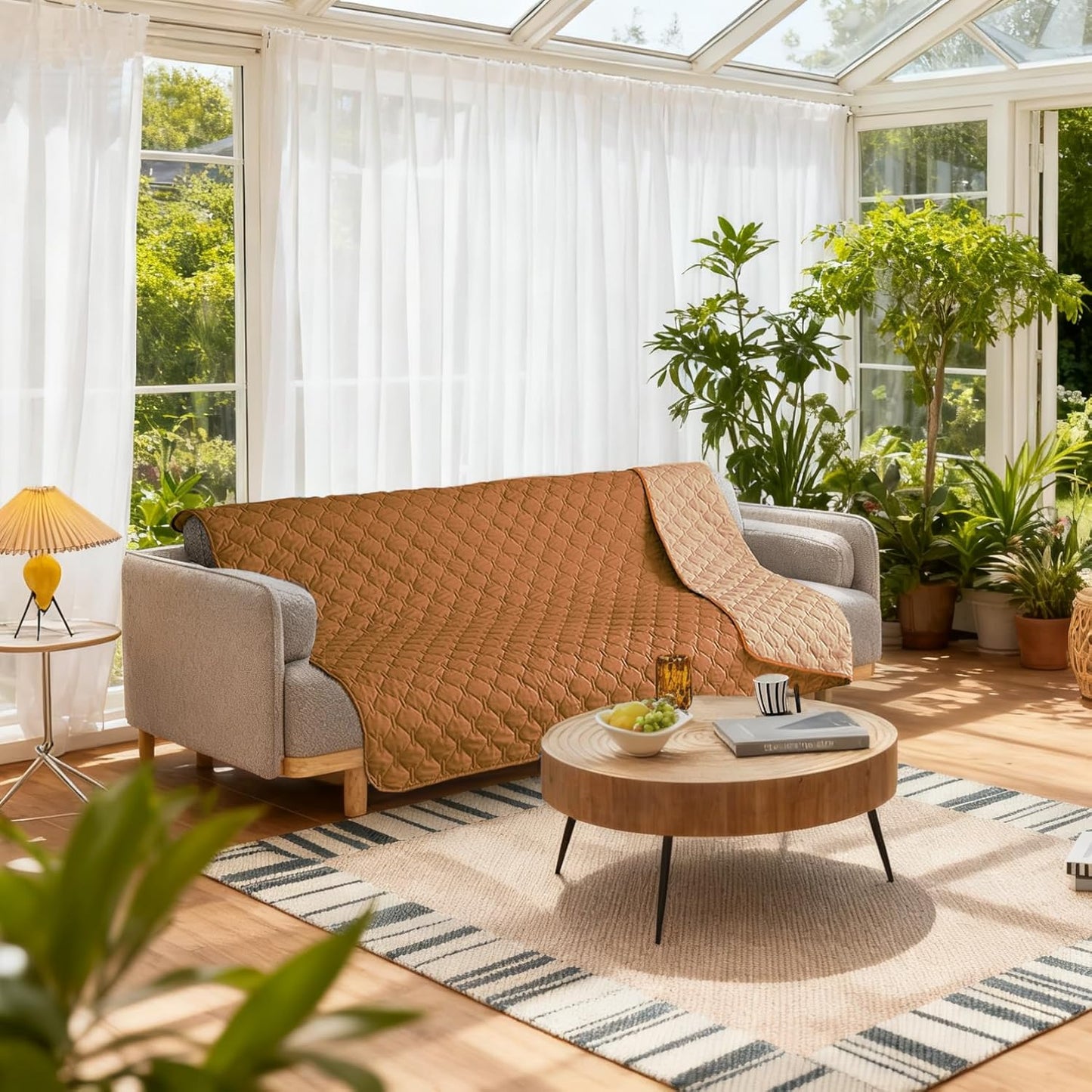 gogobunny 100% Double-Sided Waterproof Dog Bed Cover Pet Blanket Sofa Couch Furniture Protector for Puppy Large Dog Cat, Reversible (82x82 Inch (Pack of 1), Dark Pumpkin/Light Pumpkin)