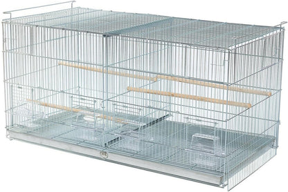 No Rust Stainless Galvanized Zinc Plated 4 of Stack and Lock Double Breeder Breeding Bird Flight Cage with Removable Divider and Breeder Doors 26.5" x 11" x 15"H