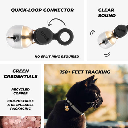 Beau's Bells V2 | Cat & Dog Collar Bells with New Quick Loop Easy Release Clip | Handmade Copper | Track Your Pet | Protect Wildlife