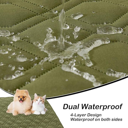 hyha Waterproof Dog Bed Blanket, Soft Pet Blankets, Waterproof Couch Cover for Dogs, Reversible Sofa Covers Washable for Furniture (40x50 Inch, Green/Navy Blue)